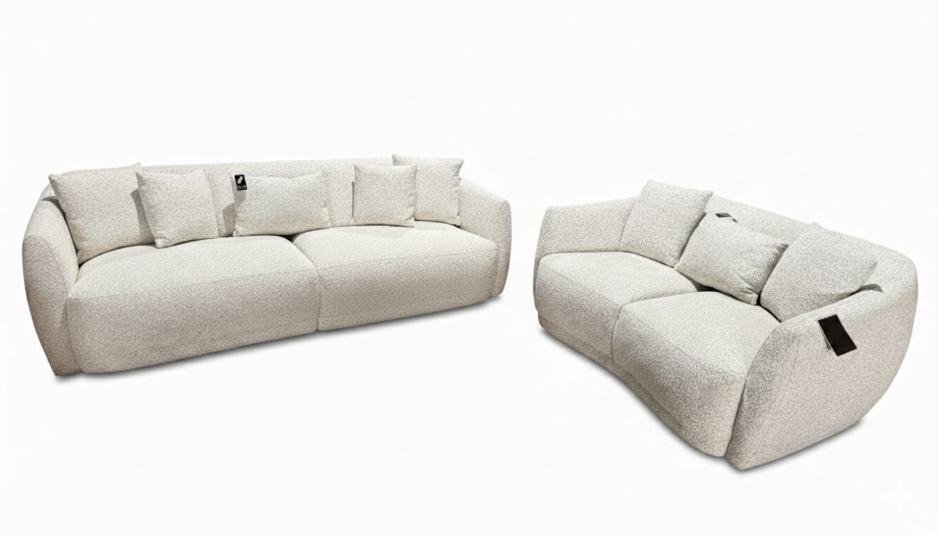 Sala Lauro color blanco fabricada con esponja de alta densidad sofa y love seat