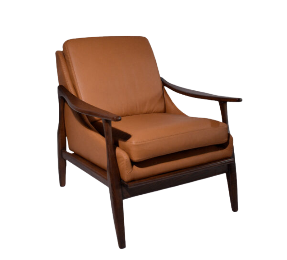 Sillon en piel 100% natural hecho en madera solida de encino