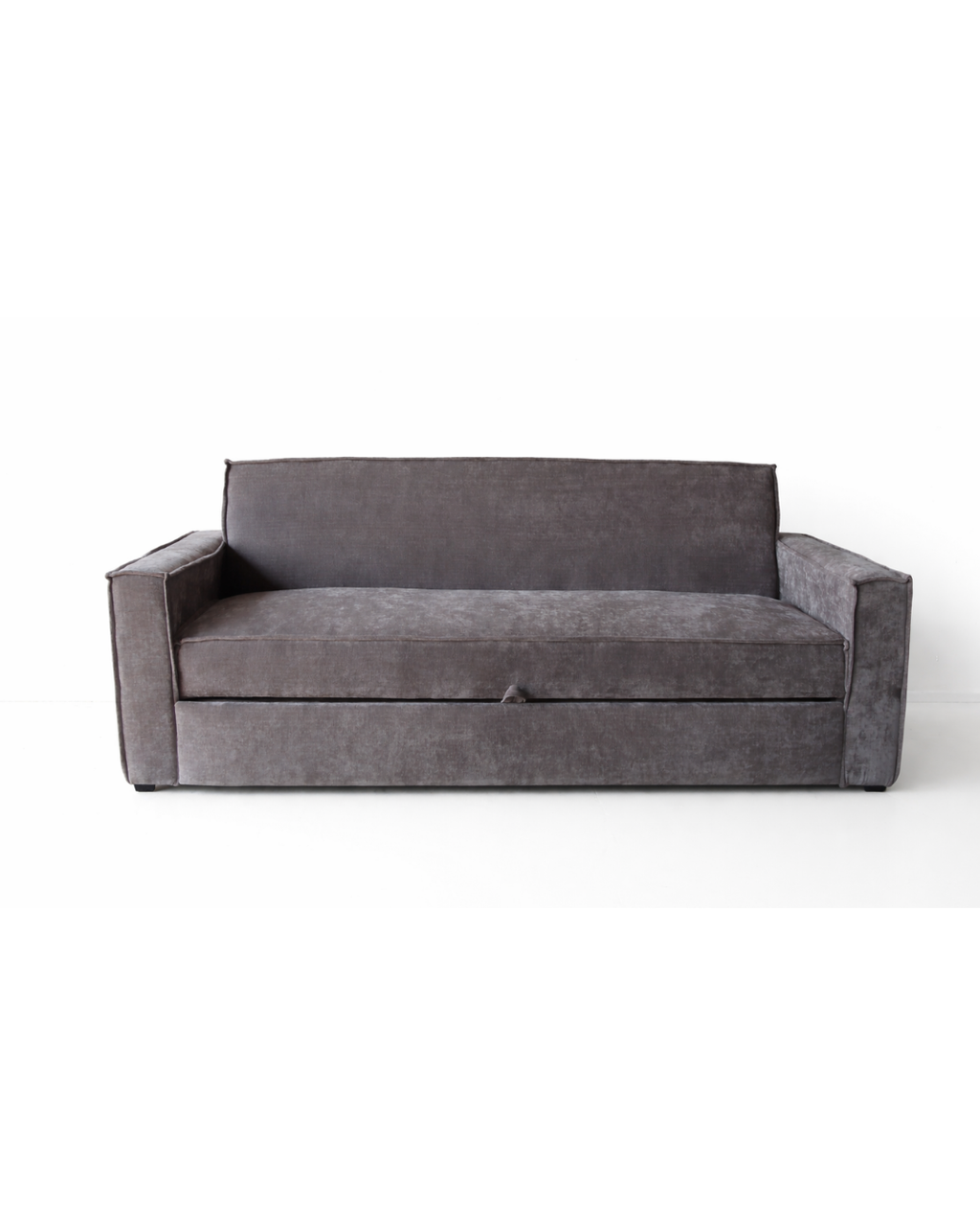 Sofacama gris con sistema doble queen
