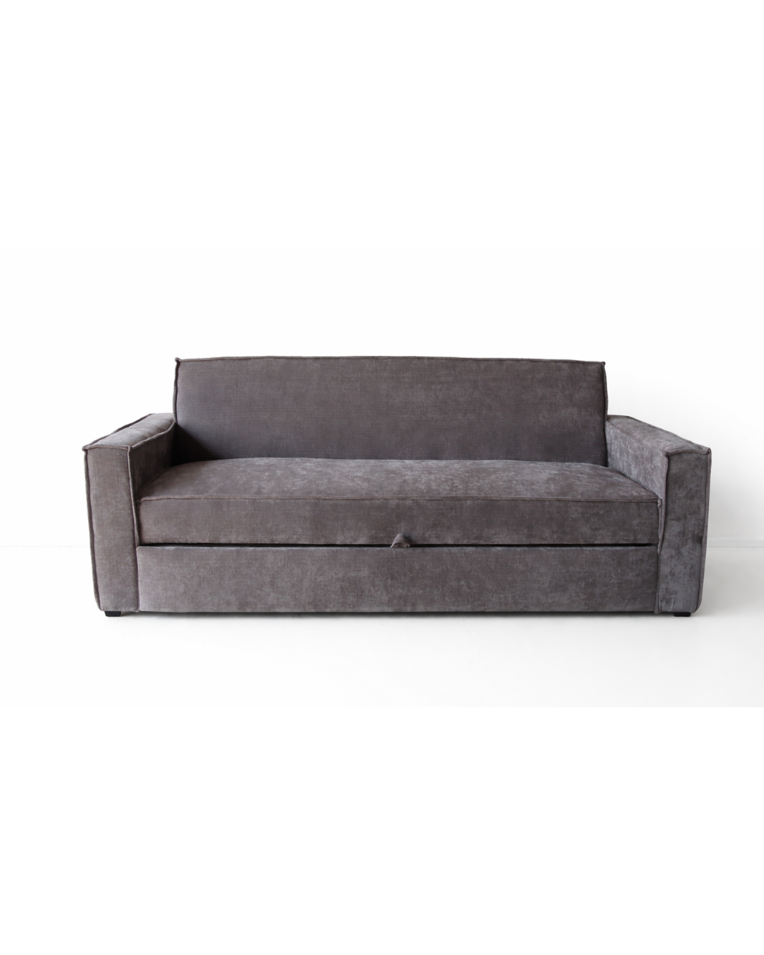 Sofacama gris con sistema doble queen
