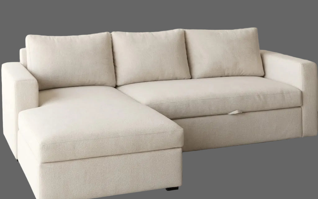 Sofacama beige L con sistema oculto