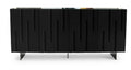 "Bufetera Grey: diseño moderno y sofisticado con acabado negro mate y textura lineal en relieve. Ideal para elevar el estilo de tu comedor con un toque de elegancia contemporánea.