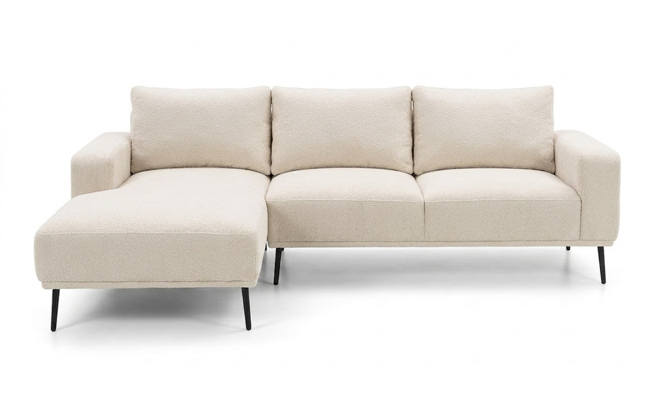 Sala seccional Burton: diseño moderno con chaise longue y patas estilizadas. Confort excepcional, estilo contemporáneo y alta durabilidad para tu hogar