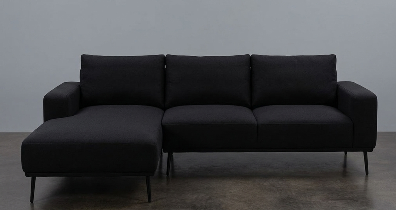 Sala seccional Burton: diseño moderno con chaise longue y patas estilizadas. Confort excepcional, estilo contemporáneo y alta durabilidad para tu hogar