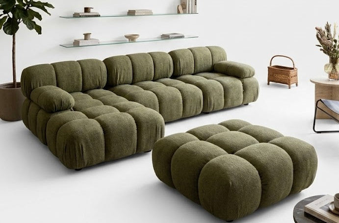 "Sillón modular Bali: diseño contemporáneo de vanguardia con acabado capitoneado. Confort excepcional, estilo icónico y alta versatilidad para crear espacios únicos