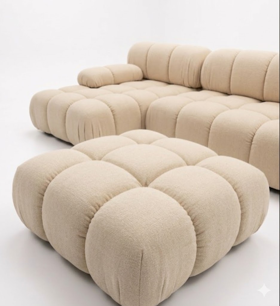"Sillón modular Bali: diseño contemporáneo de vanguardia con acabado capitoneado. Confort excepcional, estilo icónico y alta versatilidad para crear espacios únicos