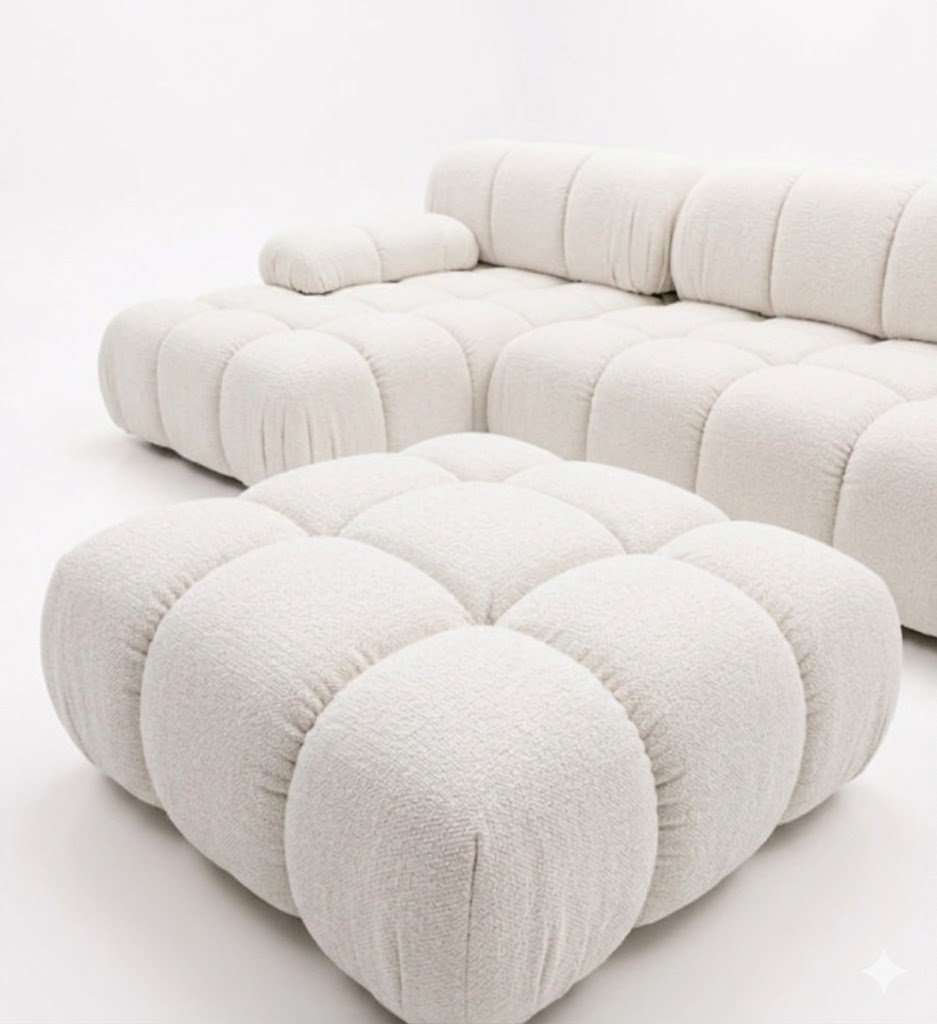 "Sillón modular Bali: diseño contemporáneo de vanguardia con acabado capitoneado. Confort excepcional, estilo icónico y alta versatilidad para crear espacios únicos