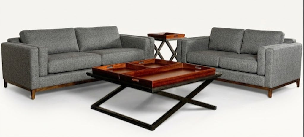 Sala colorado color gris fabricada en esponja de alta dencidad 24kg soclo en madera solida de encino