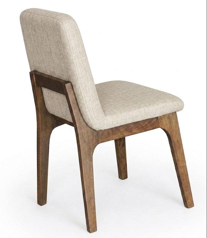 Silla Islandia: diseño moderno en madera de nogal y tela baige Ergonómica, elegante y de alta durabilidad