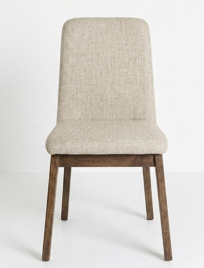 Silla Islandia: diseño moderno en madera de nogal y tela baige Ergonómica, elegante y de alta durabilidad