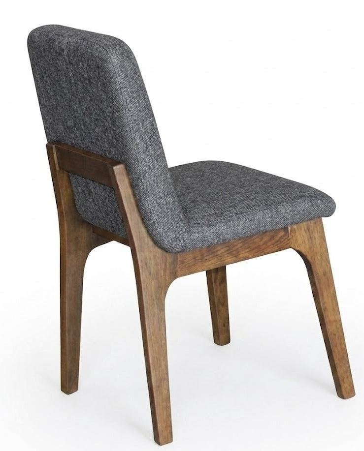 Silla Islandia: diseño moderno en madera de nogal y tela gris. Ergonómica, elegante y de alta durabilidad