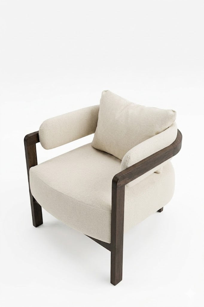 Sillón Live: diseño moderno con estructura en madera de nogal y tapizado premium. Confort excepcional, estilo minimalista y alta durabilidad.