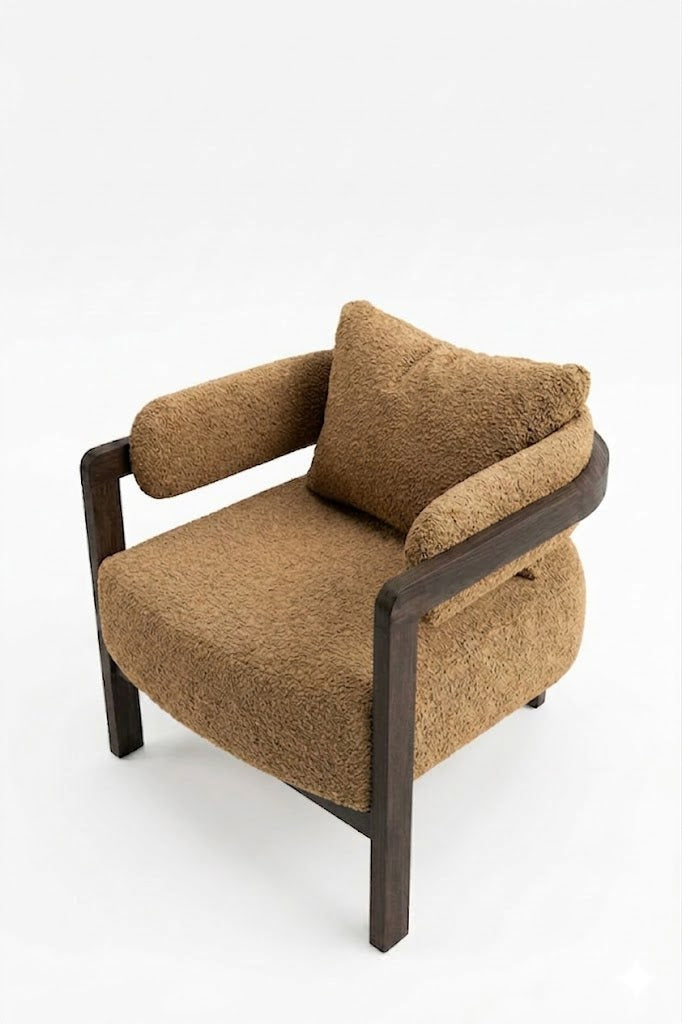 Sillón Live: diseño moderno con estructura en madera de nogal y tapizado premium. Confort excepcional, estilo minimalista y alta durabilidad.